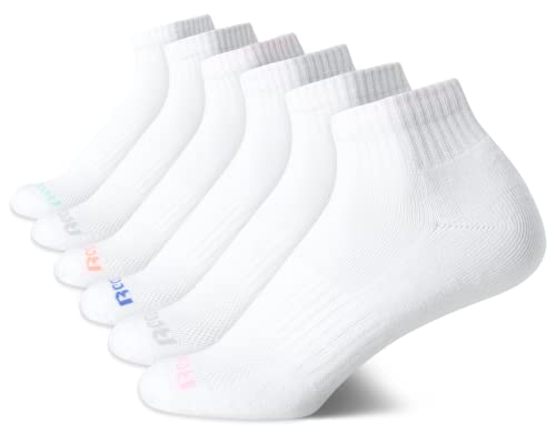 Image of Reebok Womens Quarter Socks 6 Pack Comfort Cushioned Athletic Socks | Moisture-wicking Fabric Keeps Feet Dry, Flexible Knit Hugs the Arch, Plush Footbed Absorbs Shock