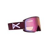 Burton Anon M6S Snow Goggles + Bonus Lens + MFI Face Mask + Case (Low Bridge Fit) (Frame: Deep Cherry, Lens: Perceive Cloudy Pink, Spare Lens: Variable Blue)