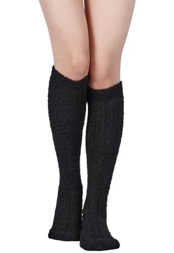 Moon Wood Women's Fuzzy Knee High Winter Warm Plush Leg Warmers Thermal Slouch Socks