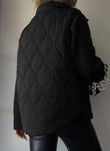 EVALESS Cropped Puffer Vest Women Lightweight Quilted Stand Collar Sleeveless Jackets Fall Winter 2025 Button Zip Up Coat