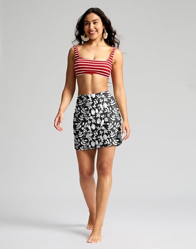 Image of SANTINY Women's 17'' Long Swim Skirt with Pockets High Waisted Modest Tummy Control Swimsuit Skirt Bathing Suit Bottoms