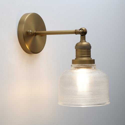 Image of Pathson Vintage Wall Sconce Lamp with Clear Glass, Adjustable Hardwired Wall Vanity Light for Bathroom Living Room Farmhouse Bedside Lighting