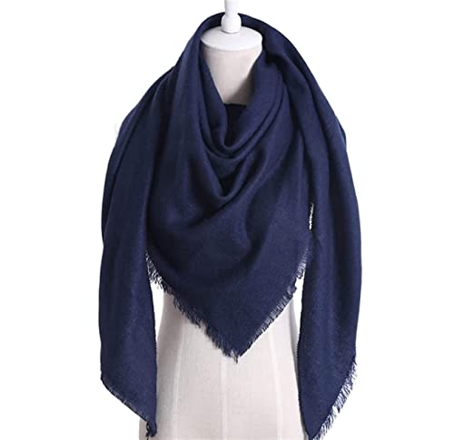 Tograt Scarf Shawl Scarves Wraps Scarf Winter Warm Triangle Scarf Pashmina Shawl Plaid Scarves Blanket Shawls Scarf (Color : Navy Blue, Size : 130x130x190cm)