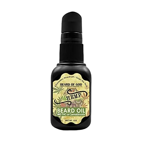 Hemp - 1 oz. Nourishing Beard Oil Conditioner, Helps with Psoriasis, Eczema, Acne & Dry Skin. Organic, Kosher, Unrefined & Made in USA by Beard of God Cover