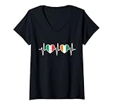 Femme Drapeaux Italiens Et Ivoiriens Drapeau Ivoirien T-Shirt avec Col en V