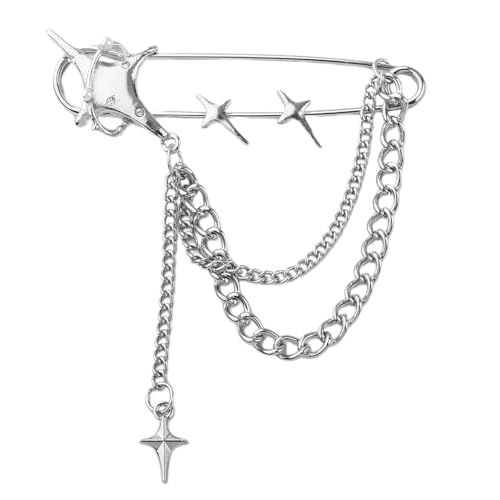 Image of Y2k Chain Brooch Pins for Women Silver Gold Tassel Pin for Coat Collar Brooch Pin Y2k Punk Shoes Clothing Accessories