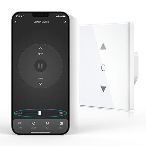 【Porcentaje Upgrade】Interruptor Persianas WiFi, Maxcio Interruptor Inteligente Control por Porcentaje de APP Y Voz Compatible con Alexa y Google Home, con Temporizador para Motor Persiana Tublar