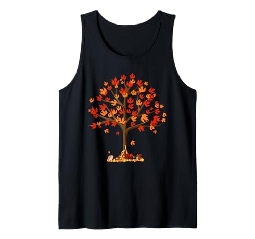 Otoño Hojas de otoño Árbol y criaturas del bosque Hombres Mujeres Niños Camiseta sin Mangas
