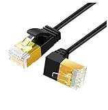 Câbles WUKUBO Câble réseau Ethernet UTP CAT6 CAT7e, 90 degrés, mâle à mâle, Patch LAN RJ45, câble court for ordinateur portable, Modem ADSL, 30CM, 1 pied(Up Angled,1m)