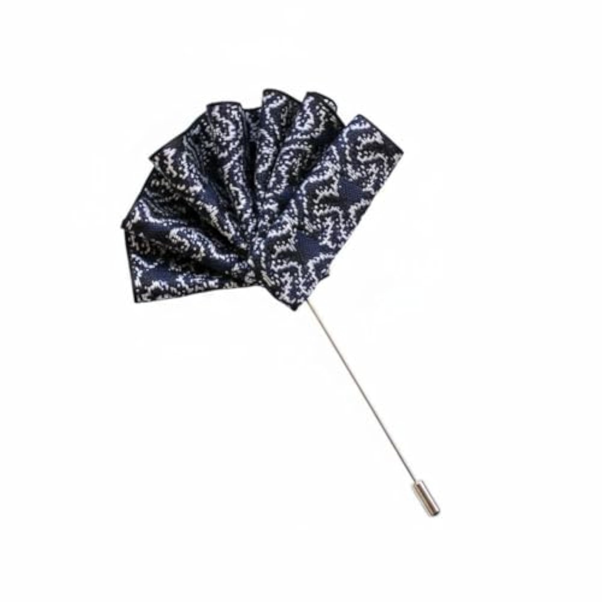 Men's Elegant Flower Design Suit Boutonniere Lapel Pin with Pocket Square