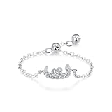 Ayoiow Anillo de compromiso de oro rosa de 14 quilates con moissanita y alfabeto árabe para mujer, talla H 1/2-V 1/2, R 1/2, Piedra preciosa, Moissanita