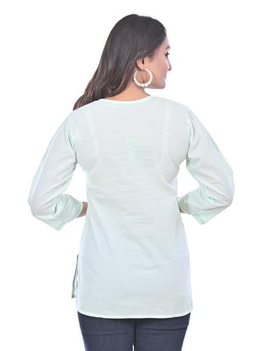 Image of Sanvi Colections Hand Embroidered (Lucknowi Chikankari) YOG luppi Short top Kali Pattern for Women A095