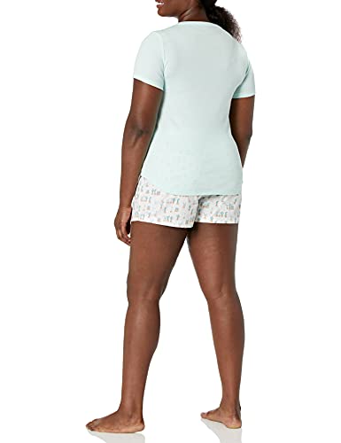 Image of Amazon Essentials Women's Poplin Short and Sleep Tee Pajama Set