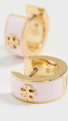 Image of Tory Burch Women's Wide Icon Enamel Huggie Hoop Earrings