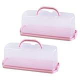 Healifty 2 piezas Caja Rectangular para Pan y Bizcochos con Tapa Transparente Portátil y Ligera Contenedor Reutilizable para Almacenamiento y Transporte de Pasteles y Snacks de Unidades