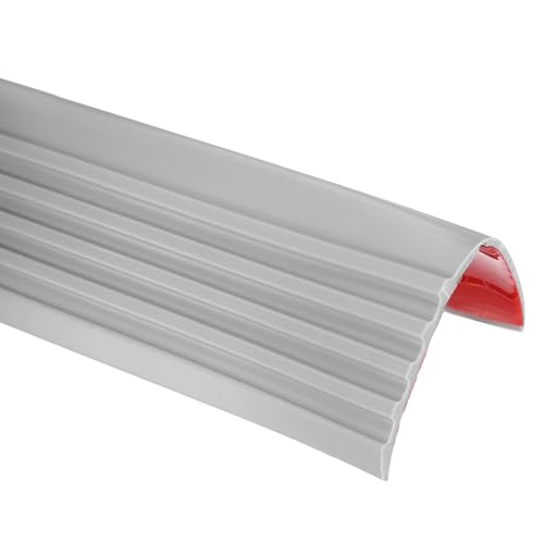 QUARKZMAN 1 Metro Battiscala In Vinile Antiscivolo Autoadesivo Protezione Bordo Gradini Impermeabile Profilo Per Scale Interno Esterno Pavimenti (5cm x 5cm Grigio)