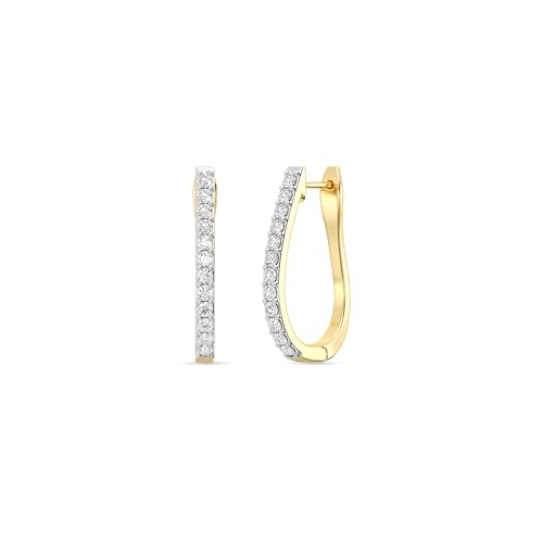 Gilded Lab-Grown Diamond Prong Series Hoop Earrings 1/2 Cttw| SI1 F Color 14K Gold-Plated | Elegant & Ethical Jewelry for Women Gift Box Included | For Anniversaries Gifting and Special Occasions