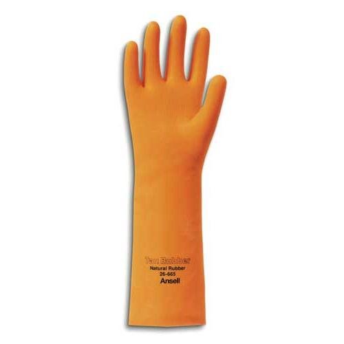 Ansell Healthcare 115605 Natural Latex Glove, 18 mil, 13" Length, Soft-Lined, Recessed Diamond Grip, Straight Cuff, Size 9 (Pack of 144)