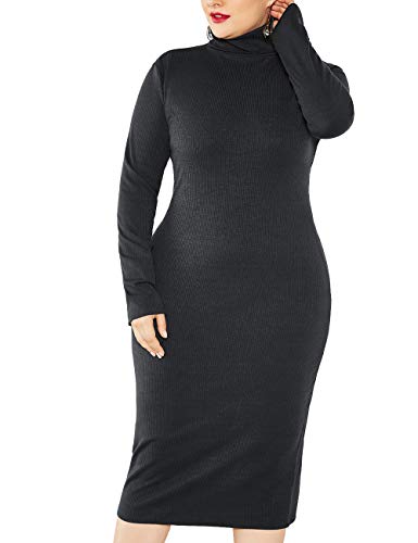 plus size turtleneck bodycon dress Curvy Knit Turtleneck Bodycon Midi Dress
