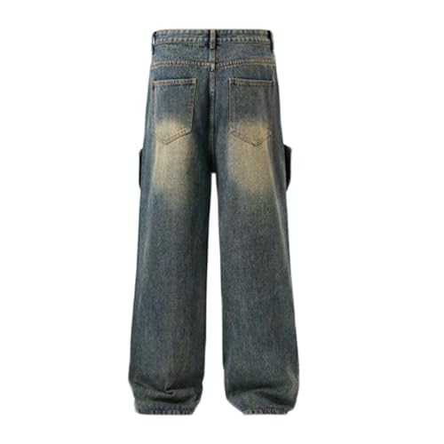Baggy Cargo Jeans for Men Teen Boys Y2k Hip Hop Loose Fit Jeans Seam Front Straight Leg Skater Streetwear Denim Pants3