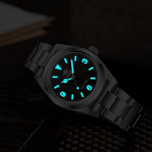 Image of ADDIESDIVE Unisex 36 MM Small Dial Quartz Analog Watch VH31 Wrist Watches Stainless Steel Sapphire Crystal Luminous Waterproof 100 M, Black Dial Steel Strap, Quartz Watch