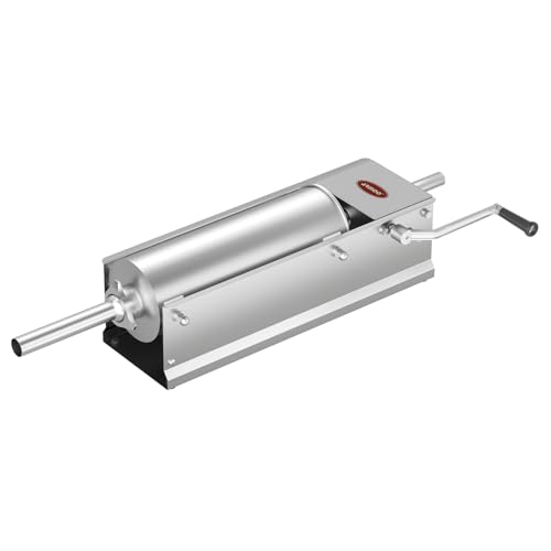 ARINOO Horizontal Sausage Stuffer 7L / 15LBS – Manual Meat Filler Machine with 2-Speed Gear, 4 Stainless Steel Stuffing Tubes, Air Release Valve – Sausage Maker for Home & Commercial Use