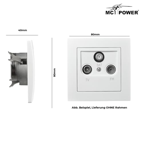 McPower Antennendose | Flair | für TV Radio und Sat UP 250V Unterputzmontage, Kabelverbindung mit Schraubanschluss, weiß