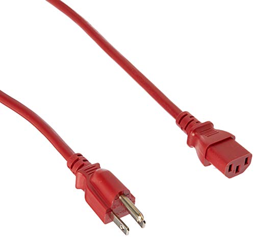 Monoprice 18AWG Power Cable/Cord - 6ft - Red 3 Conductor PC Power Connector Socket 10A (NEMA 5-15P to IEC 60320 C13)