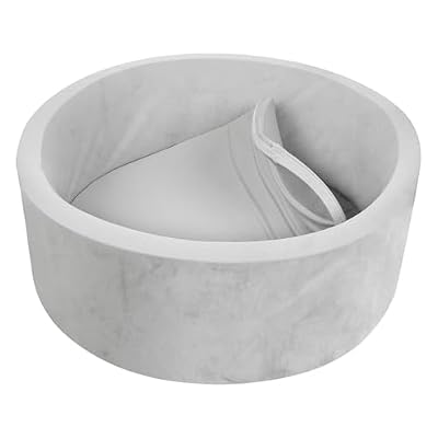 TRENDBOX Foam Ball Pit for Toddlers, 35x11 inch Soft Baby Ball Pit with Washable Velvet Cover (Balls not Included)- Grey