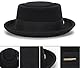 Damen-Glockenhut aus reinem Wollfilz, aufrollbare Krempe, Fedora, Porkpie, Fliege, edler Derby-Hut, Größe S/M, Schwarzes Design2, M