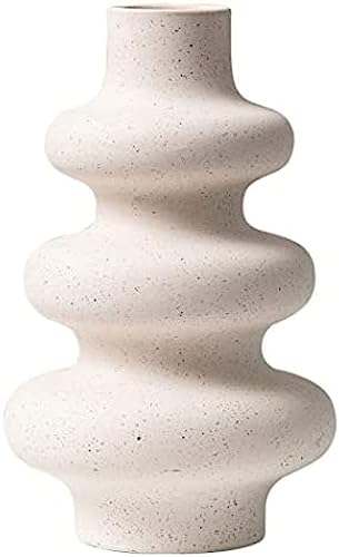 White Pampas Grass Vase, Modern Sculpture Ceramic Decorative Vase For