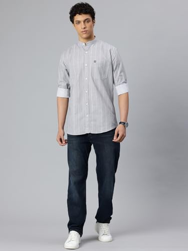 Image of Majestic Man Men's Pure Cotton Mandarin Collar Slim Fit Casual Shirt
