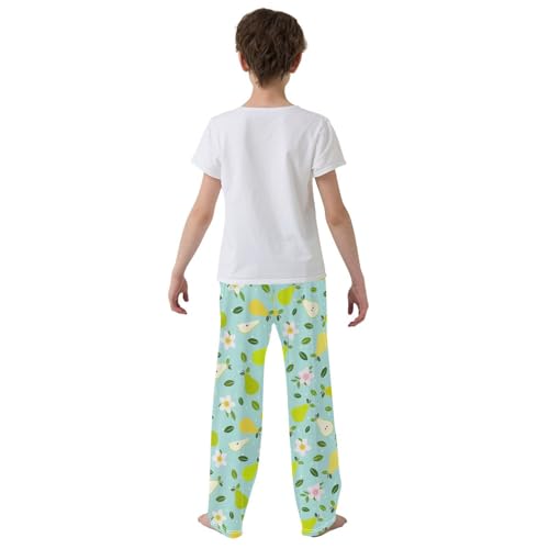 ZZXXB Pear and Leaves Boys Long Pants Soft Trousers Elastic Waist Kids Lounge Bottoms with Pockets S-XL3