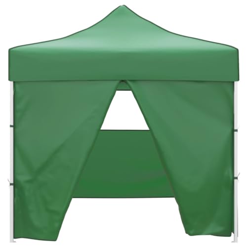 Tente Pliable Verte 3 x 3 m avec 4 parois, Structure Acier Enduit de Poudre, Toit Polyester 220 g/m² PVC, abri Jardin extérieur terrasse Camping Protection...