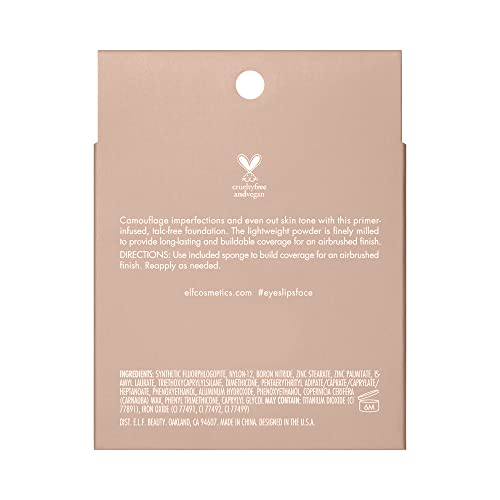 E.l.f. Camo Powder Foundation, Lightweight, Primer-Infused Buildable & Long-Lasting Medium-To-Full Coverage Foundation, Light 205 N #TOP6