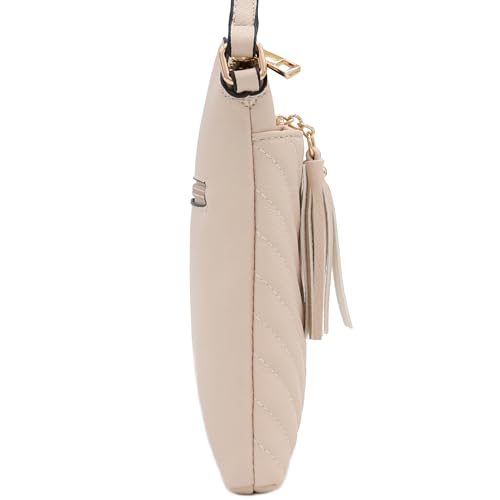 Image of FashionPuzzle Chevron Quilted Medium Crossbody Bag with Tassel Accent