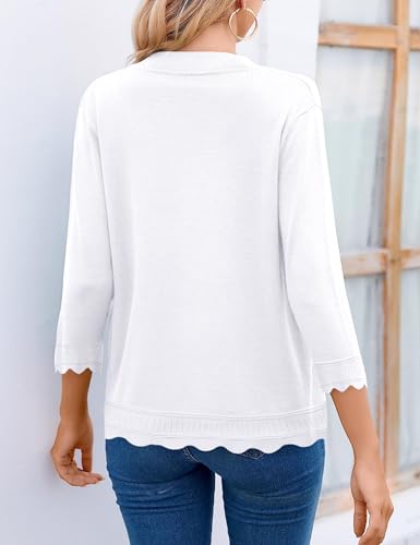 BeautyNee Women's 3/4 Sleeve Summer Cardigan Lightweight Open-Front Cropped Knit Shrug Sweater Casual Spring Shirts4