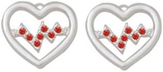Rojo Pequeño vidrio HeartbeatStud arete 1par