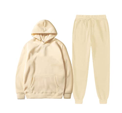 Survêtement chaud kaki homme femme ensemble sport d'automne sweat à capuche pantalon jogging M