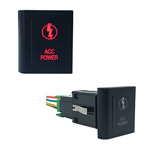 Image of Red Led Car Push Button Switch with Wires for VW Volkswagen Amarok 3Amp 12V (Acc Power-Left Side)