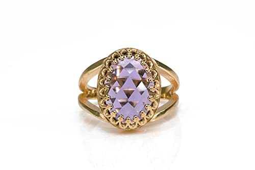 Bague améthyste anti-ternissement en or rose 14K faite main - 4