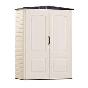 Rubbermaid Small Vertical Resin Outdoor Storage Shed With Floor (2.3 x 4.6 Ft), Weather Resistant, Beige/Brown, Organization for Home/Backyard/Pool Chemicals/Toys/Garden Tools/Porch/Patio Cushions Rubbermaid Small Vertical Resin Outdoor Storage Shed With Floor 23 x 46 Ft Weather Resistant BeigeBrown Organization for HomeBackyardPool ChemicalsToysGarden ToolsPorchPatio Cushions