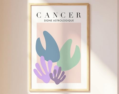 Stunning Cancer Zodiac Wall Art, Pastel Star Sign Print, Abstract