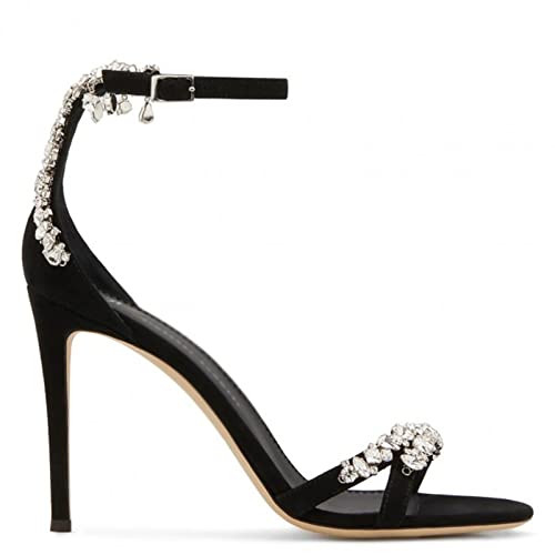 Sandales stiletto toe open high talons femmes avec chaîne de diamant cristal chic