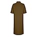 Women's Short Sleeve Button Down Shirt Dress Oversized Lapel Collar Midi Long Dress Solid Color Fashion Dresses Brown 3XL