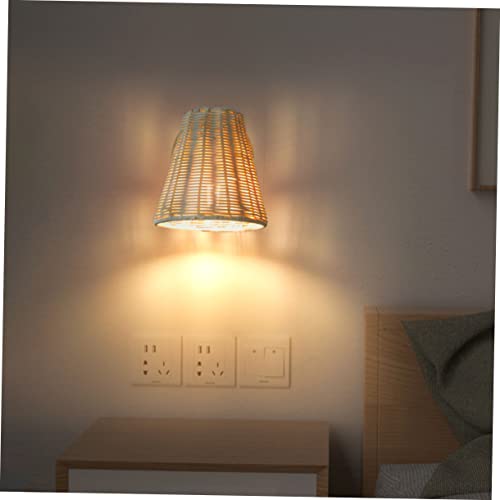Lámpara de pared de ratán estilo rústico e iluminación acogedora funcional para hogar 5