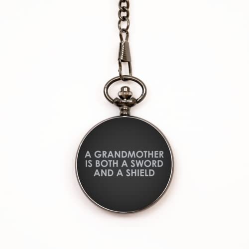 Mother's Day Unique Gifts for Grandma, Thoughtful Gifts from Granddaughter, Engraved Pocket Watch with Sword and Shield Design