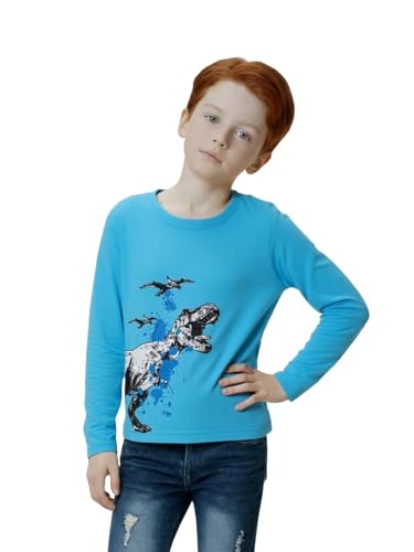Boys Long Sleeve Shirts, Casual Cotton Tshirts Cartoon Graphic Crewneck Tops Tees Shirt for Kids Toddler Boy 3 Pack - Image 5