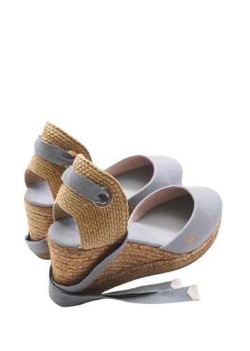 Image of Viscata Sagaro Espadrille Canvas Wedges with Ankle Laces Spain Handmade 2 inch Heel Women's Sandals with Breathable Organic Cotton Canvas and 100% Natural Jute for all Occasions: Casual, Work, Party