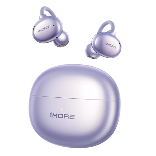 1MORE S20 Open-Ear True Wireless Clip-On Earphones, Bluetooth 5.3, Lightweight & Comfortable Fit, Clear Calls, Sweatproof, Perfect for Workouts & Outdoor Activities, Purple